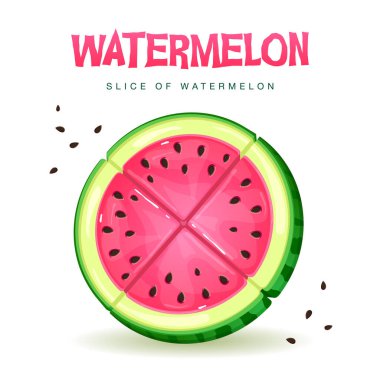 Beyaz arka planda izole edilmiş karpuz dilimleri. Vektör karpuz çizimi