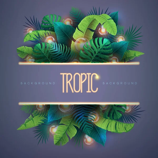 Summer Background Electric Modern Lamps Tropic Leaves Nature Concept Vector — ストックベクタ