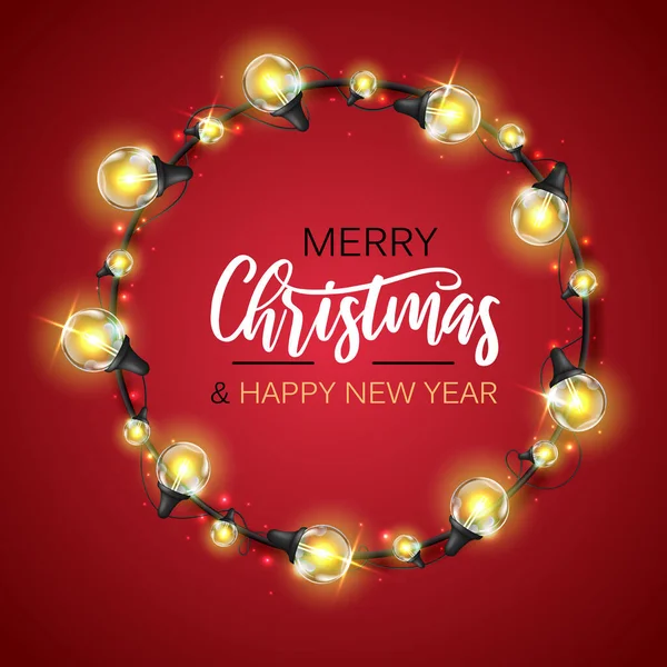 Christmas Holiday Wreath Modern Electric Lamps Christmas Decoration Light Garland — Image vectorielle