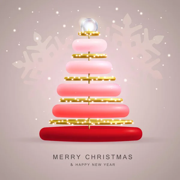 Christmas Holiday Background Realistic Plastic Christmas Tree Merry Christmas Happy — Stock Vector