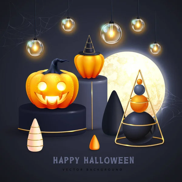 Halloween Dovolená Pozadí Realistickými Halloween Dýně Vektorová Ilustrace — Stockový vektor