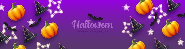 Halloween Feiertag Hintergrund Mit Realistischen Halloween Kürbisse Vektorillustration — Stockvektor