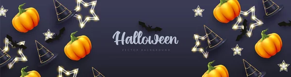 Halloween Holiday Background Realistic Halloween Pumpkins Vector Illustration — Stock Vector