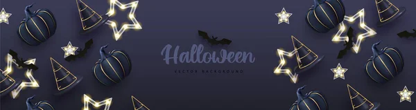 Halloween Feiertag Hintergrund Mit Realistischen Halloween Kürbisse Vektorillustration — Stockvektor