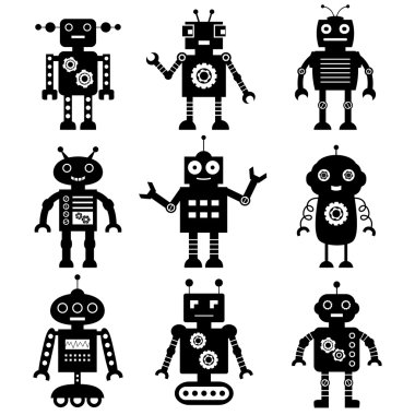 Robot silhouettes set