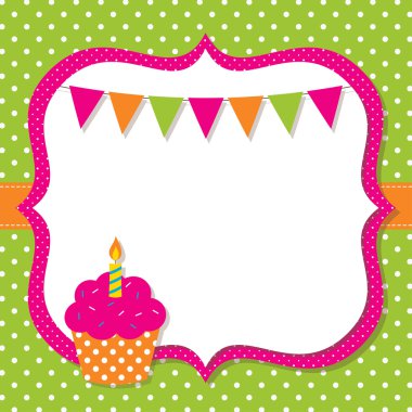 Birthday card with a cupcake clipart