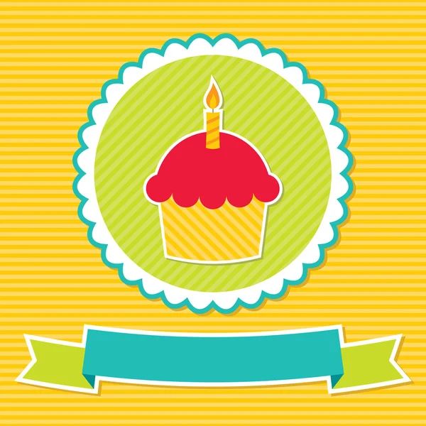 Cartão de aniversário cupcake — Vetor de Stock