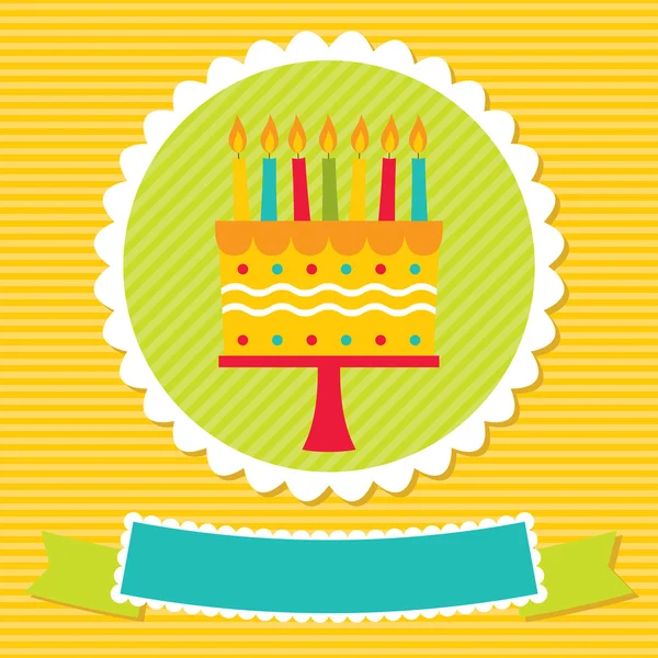 Biglietto di compleanno con una torta Illustrazioni Stock Royalty Free