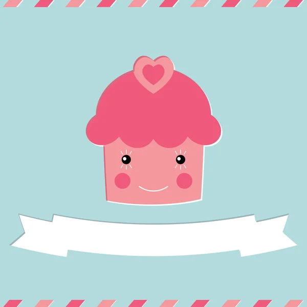 Schattig cupcake Valentijnskaart — Stockvector