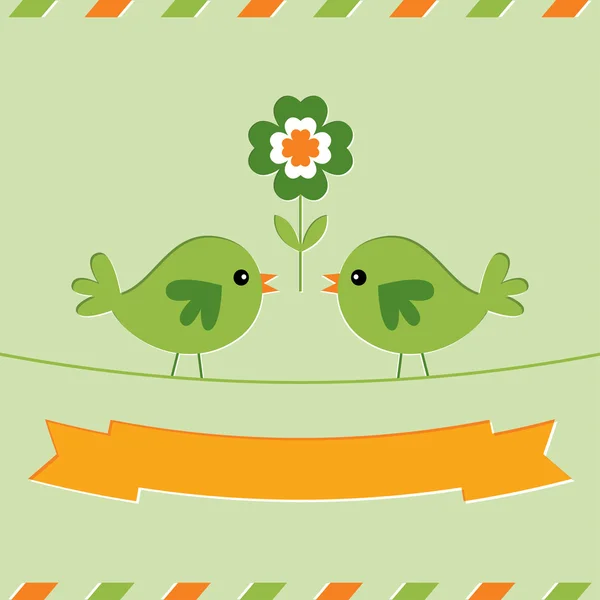 St. Patrick de dag kaart met cute vogels — Stockvector