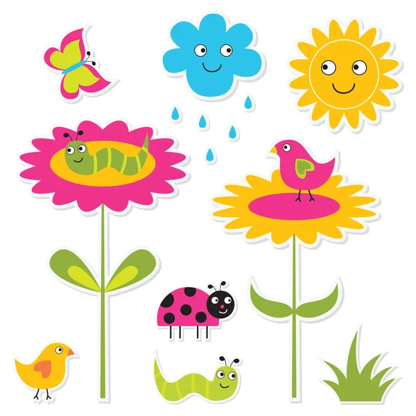 Nature stickers set — Stock Vector