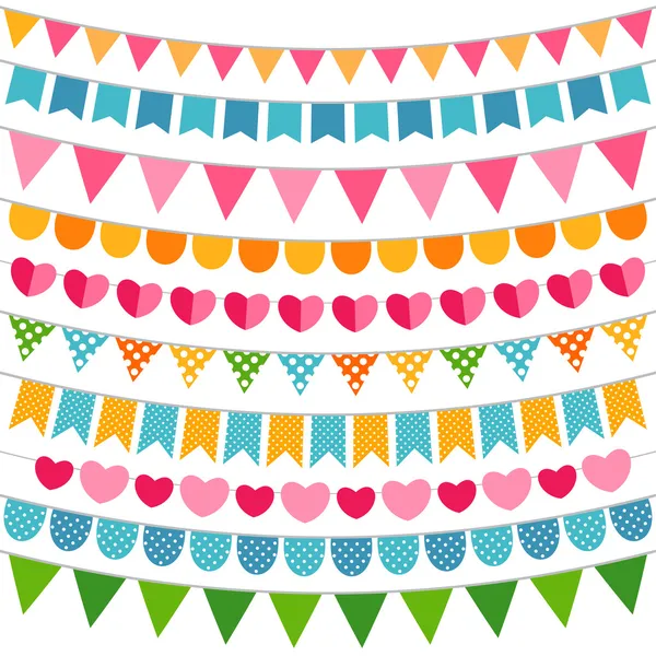 Colorful garlands and bunting flags Stock Illustration