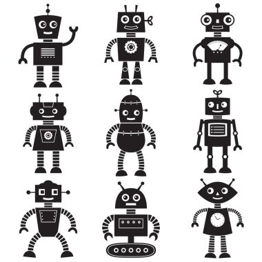 Robot siluetleri seti