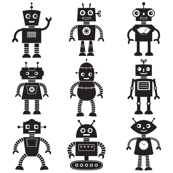 Σύνολο σιλουέτες ρομπότ — Διανυσματικό Αρχείο