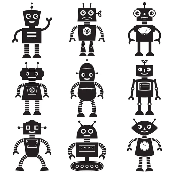 Conjunto de siluetas de robot — Archivo Imágenes Vectoriales