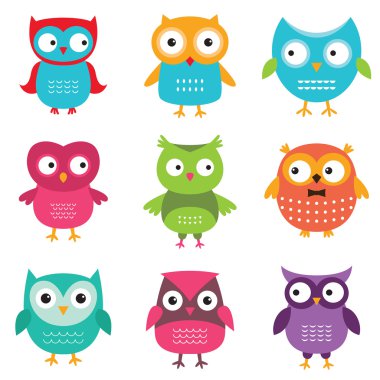 Baykuşlar set vektör