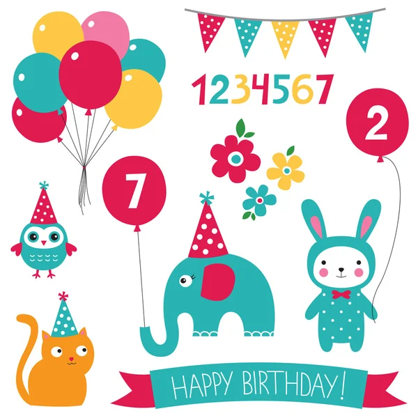 Kid birthday set — Stock Vector