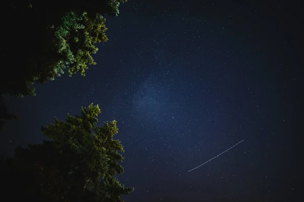 Meteor Streaks Star Filled Sky Perseid Meteor Shower 2021 — Stock Photo, Image