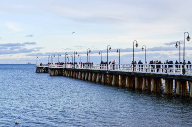 Baltık Denizi 'nde İskele, Orlowo, Gdynia, Polonya