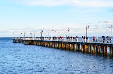 Baltık Denizi 'nde İskele, Orlowo, Gdynia, Polonya