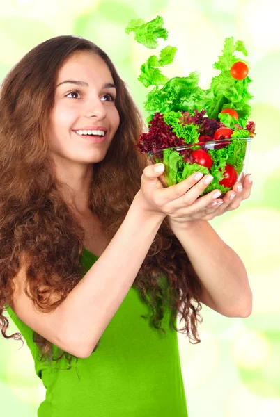 Woman with bowl of salad — Stock Photo, Image