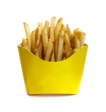 Sarı bir kutu içinde patates kızartması