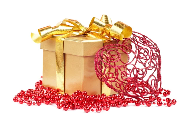 Gift box and christmas decoration — Stock Photo, Image