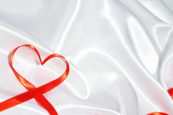 Red ribbon heart — Stock Photo, Image