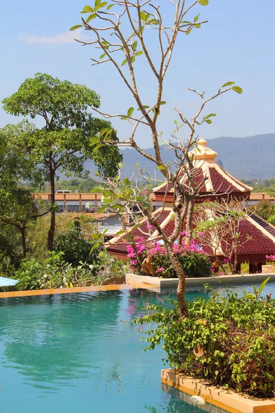 Tropische hotel met zwembad — Stockfoto
