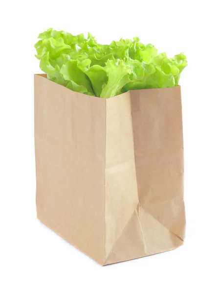 Lebensmitteltasche mit Salat — Stockfoto