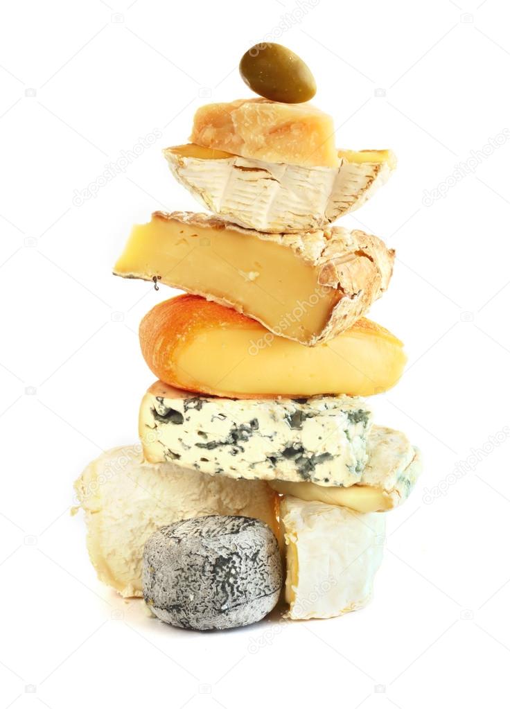 Stack of assorted cheese