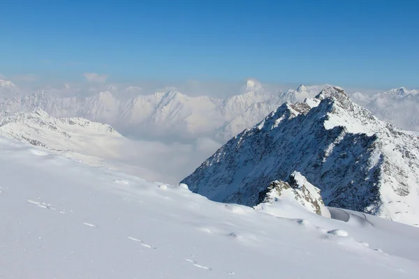 Inverno Paisagem Montanhosa Alpes Solden Áustria Estação Esqui — Fotografia de Stock