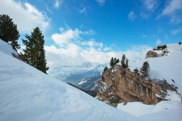 Dolomity Dolomiti Włochy Okresie Zimowym Piękne Alpy Góry Zimowe Stok — Zdjęcie stockowe