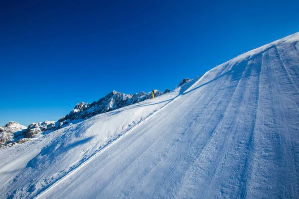 Dolomiter Dolomiti Italien Vintern Vackra Alper Vinterberg Och Skidbacke Cortina — Stockfoto