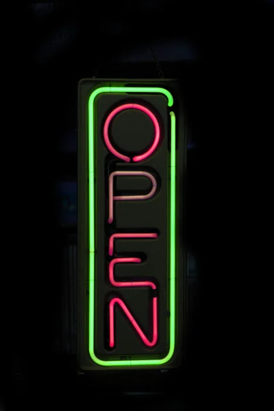 Öppna neonskylt — Stockfoto