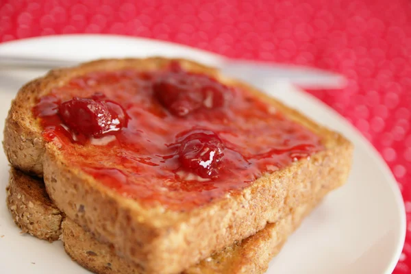 Jam on toast — Stock Photo, Image