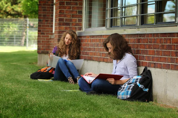 Student studeert buiten — Stockfoto