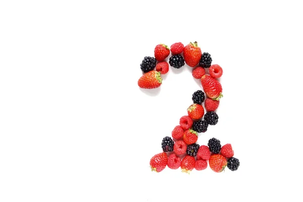 Number two with fruits — Stock Photo, Image