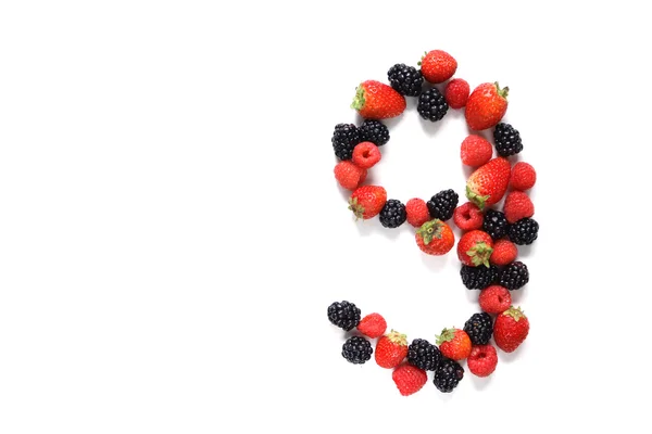 Номер девять с фруктами — стоковое фото