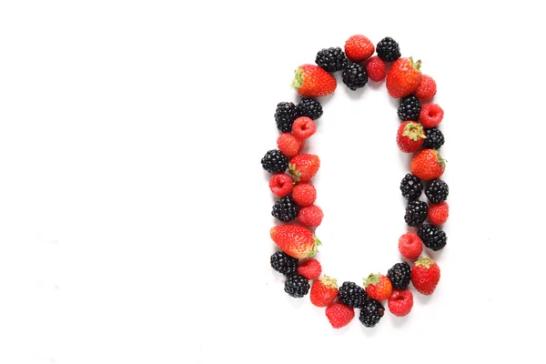 Number zero with fruits — Stock Photo, Image