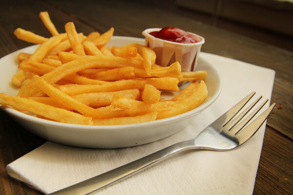 French fries with ketchup