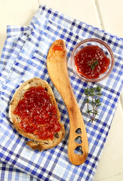 Jam on toast — Stock Photo, Image