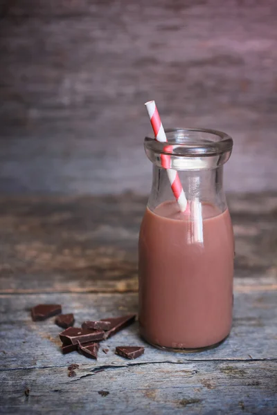 Bottle of chocolate milk — Stock Photo, Image