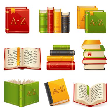Book icons set clipart