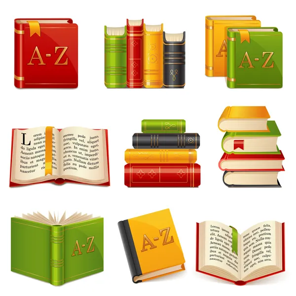 Set icone libro — Vettoriale Stock