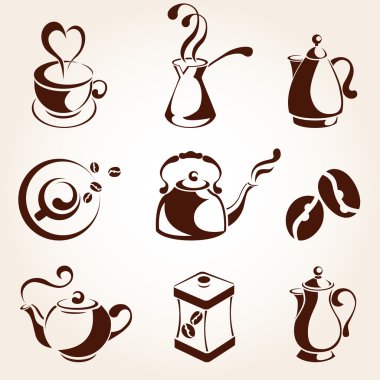 kahve ve çay yapma öğeleri kümesi