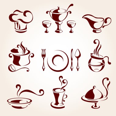 Restoran öğeleri kümesi