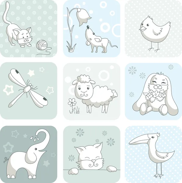 Carte bébé avec animaux — Image vectorielle