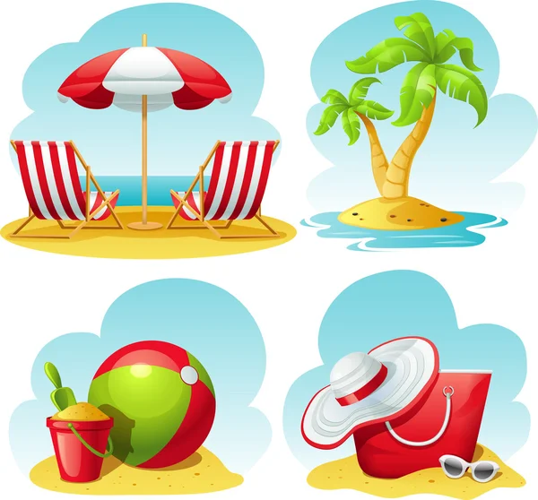 Set icona spiaggia — Vettoriale Stock