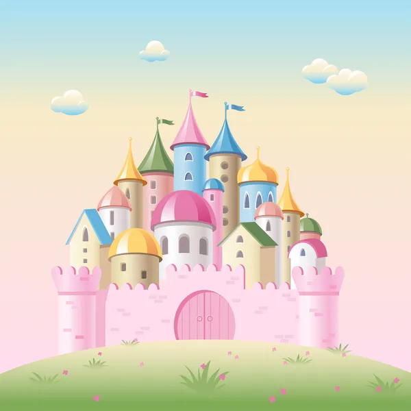 Castillo de cuento de hadas de dibujos animados — Vector de stock